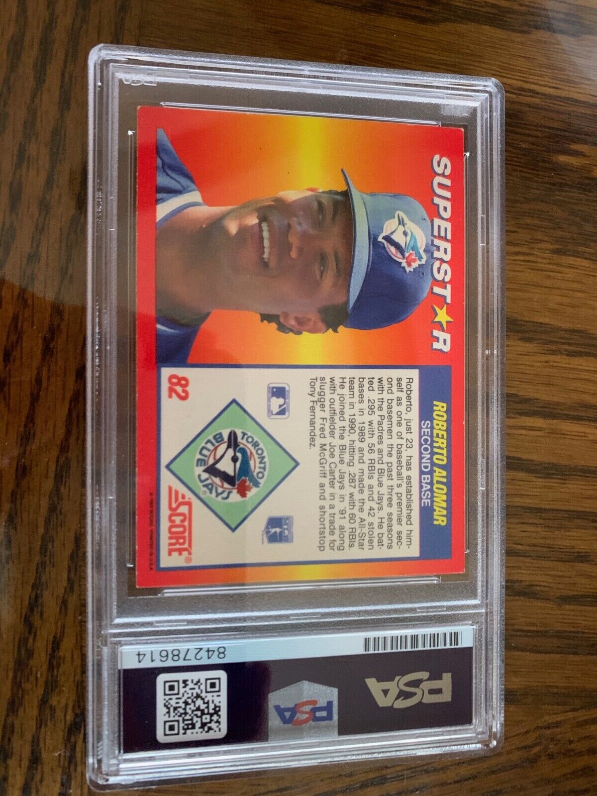 Roberto Alomar Autographed Signed 1991 Score Card #82 PSA Slabbed Certified