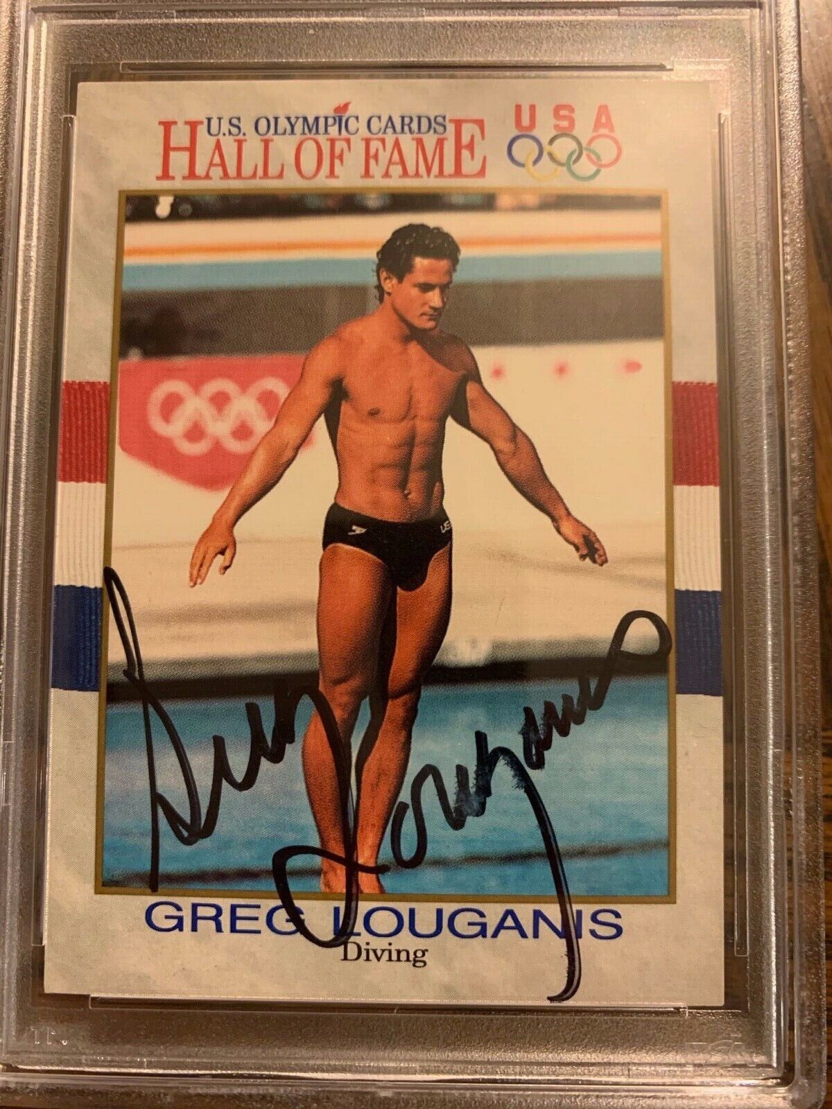 Greg Louganis Autographed 1991 Impel Olympic Card #26 PSA Slabbed & Certified