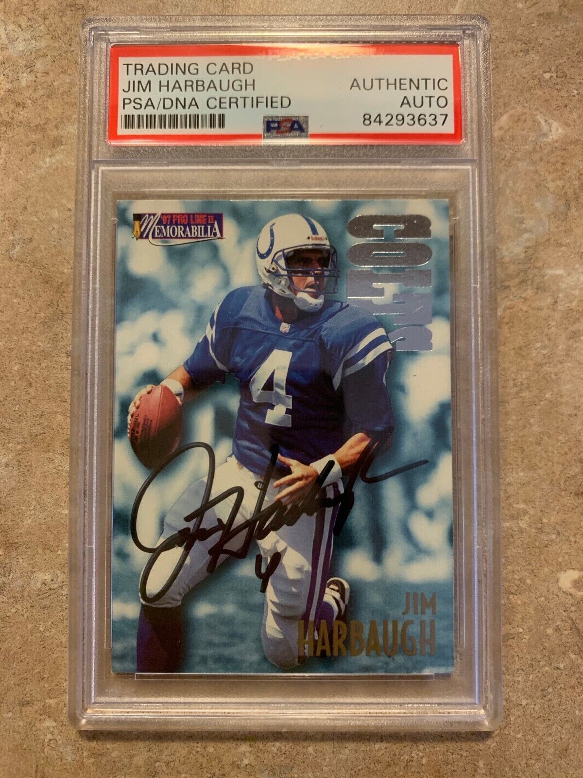 Jim Harbaugh Autographed 1997 Pro Line Memorabilia Card PSA Certified & Slabbed