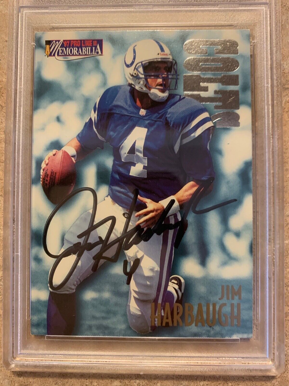 Jim Harbaugh Autographed 1997 Pro Line Memorabilia Card PSA Certified & Slabbed