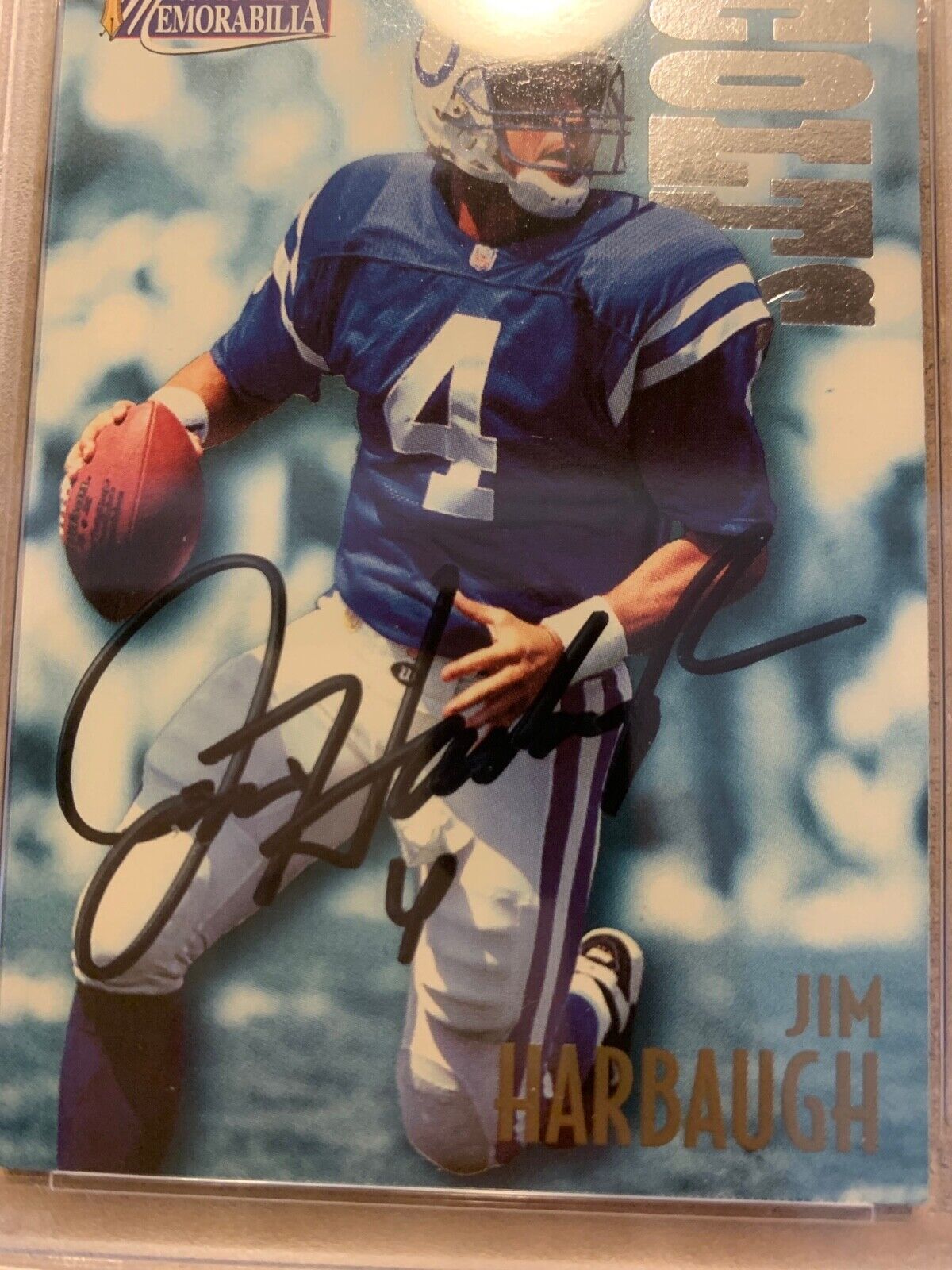 Jim Harbaugh Autographed 1997 Pro Line Memorabilia Card PSA Certified & Slabbed