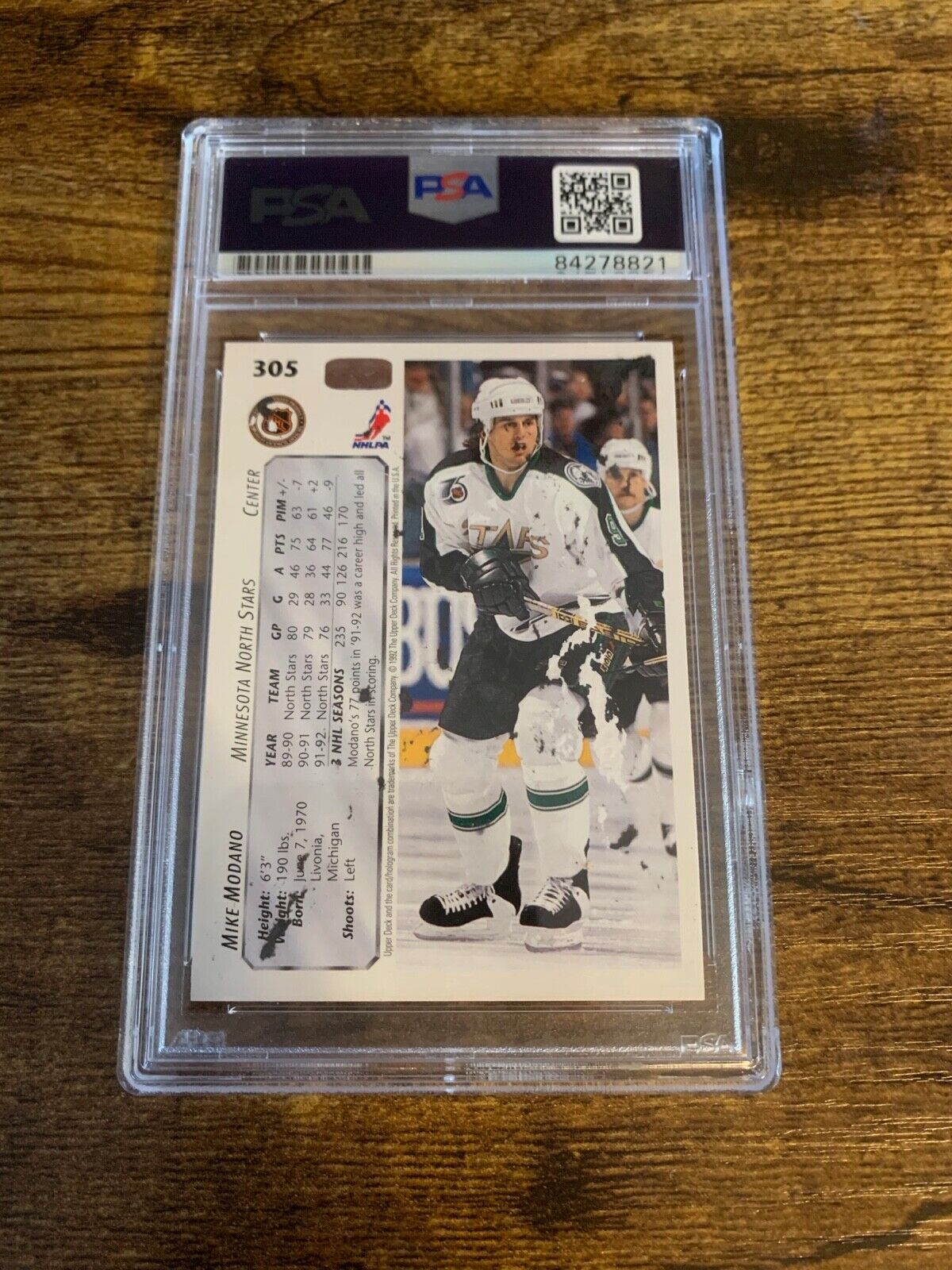 Mike Modano Autographed Signed 1991/92 Upper Deck Card PSA Certified Slabbed