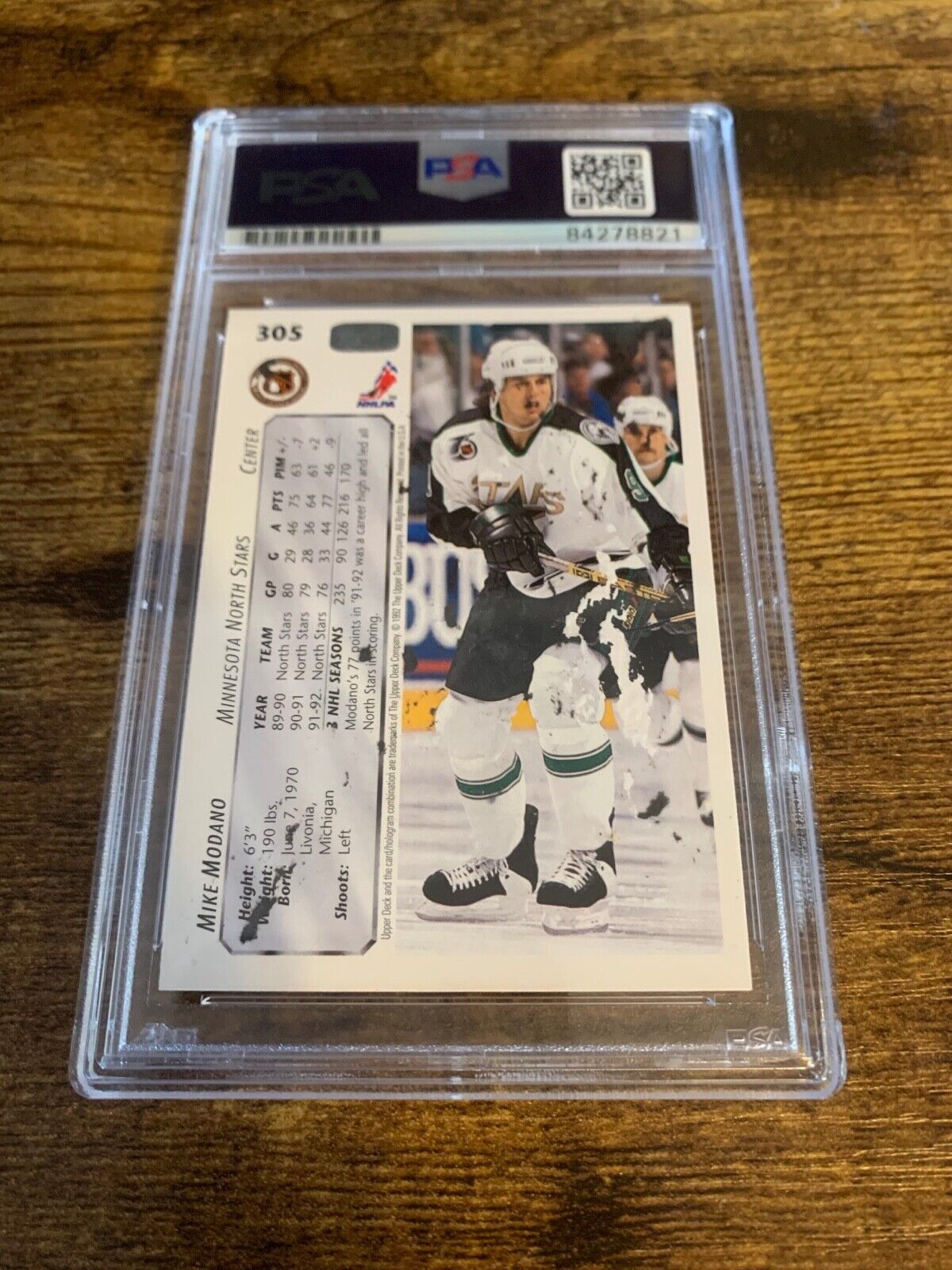 Mike Modano Autographed Signed 1991/92 Upper Deck Card PSA Certified Slabbed