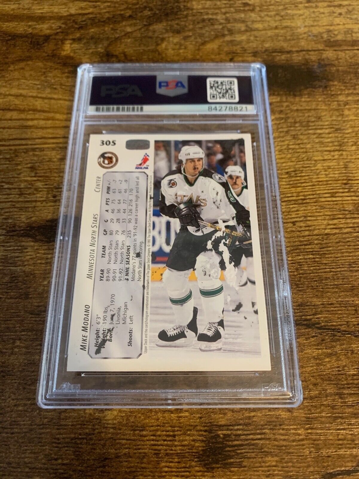 Mike Modano Autographed Signed 1991/92 Upper Deck Card PSA Certified Slabbed