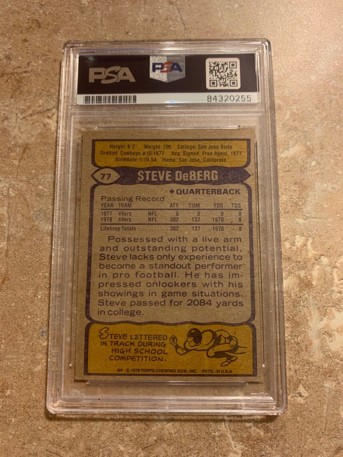 Steve Deberg 49ers Autographed 1979 Topps Football ROOKIE Card PSA Slabbed