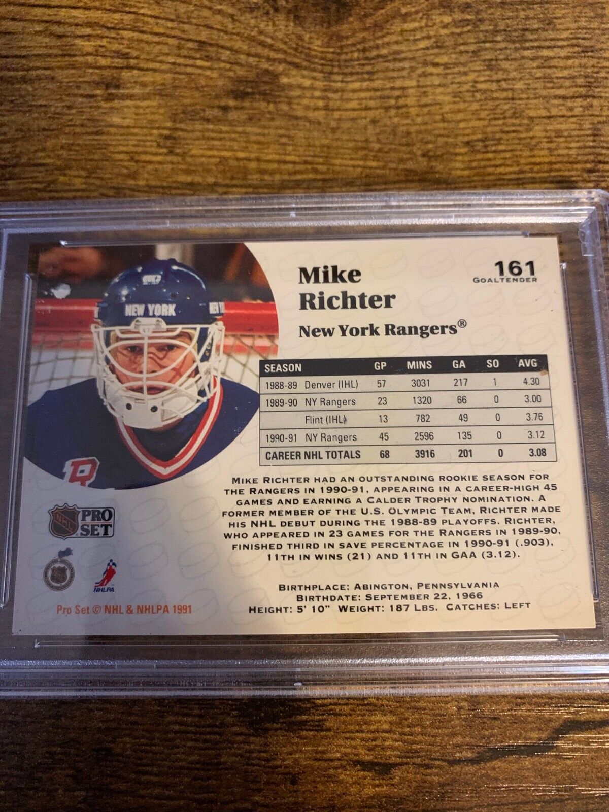 Mike Richter Autographed Signed 1990/91 NHL Pro Set Card PSA Certified Slabbed