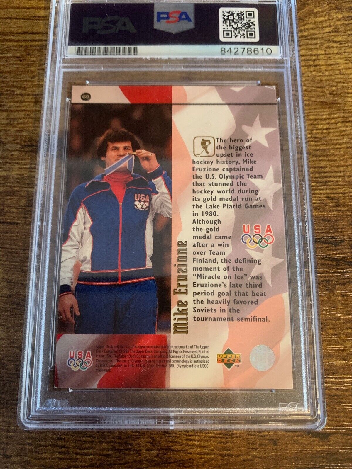 Mike Eruzione Autographed Signed Upper Deck Olympic Card PSA Certified Slabbed