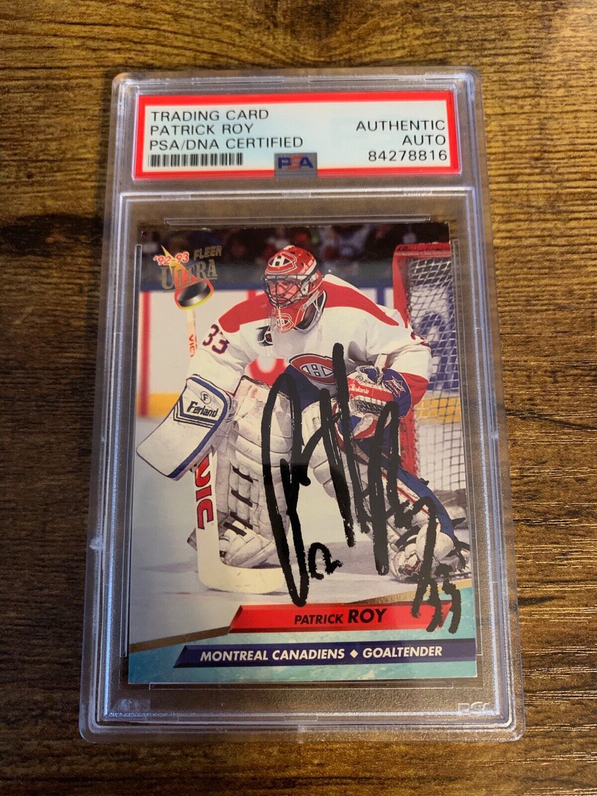 Patrick Roy Autographed Signed 1992/93 Fleer Ultra Card PSA Certified Slabbed