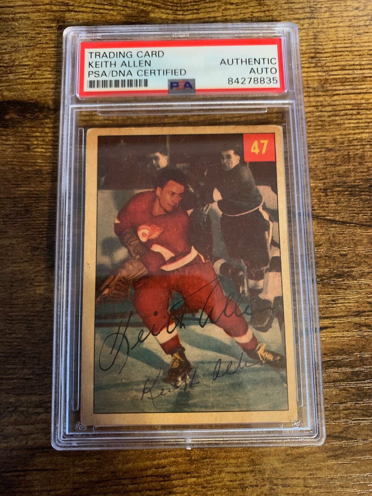 Keith Allen Autographed Signed 1954 Parkhurst Rookie Card PSA Certified Slabbed