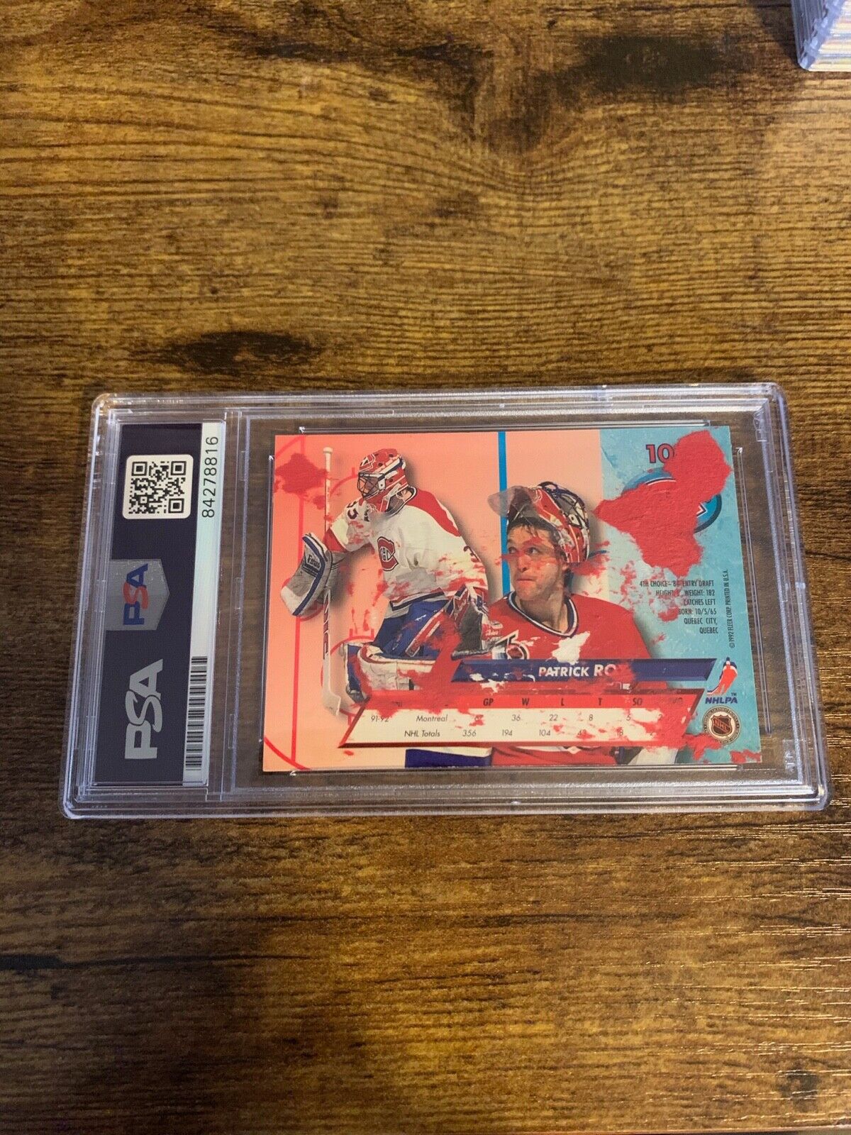 Patrick Roy Autographed Signed 1992/93 Fleer Ultra Card PSA Certified Slabbed