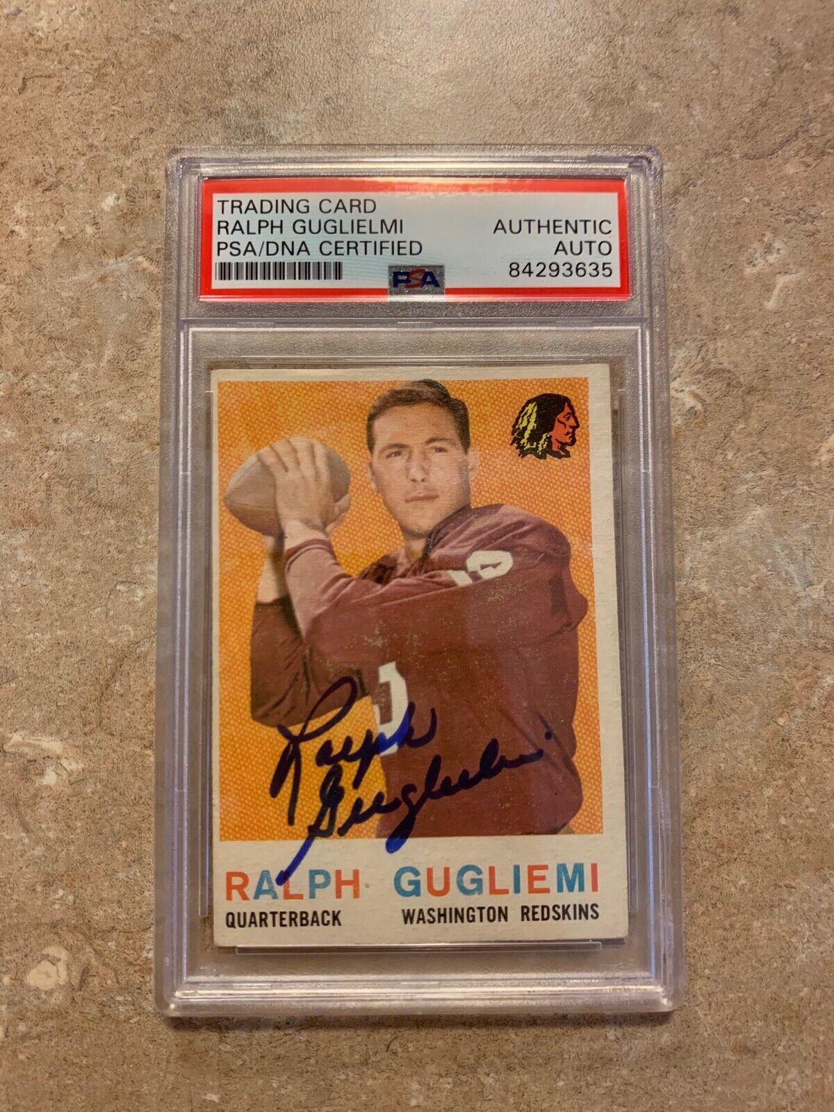 Ralph Gugliemi Redskins Autographed 1959 Topps Card PSA Certified & Slabbed