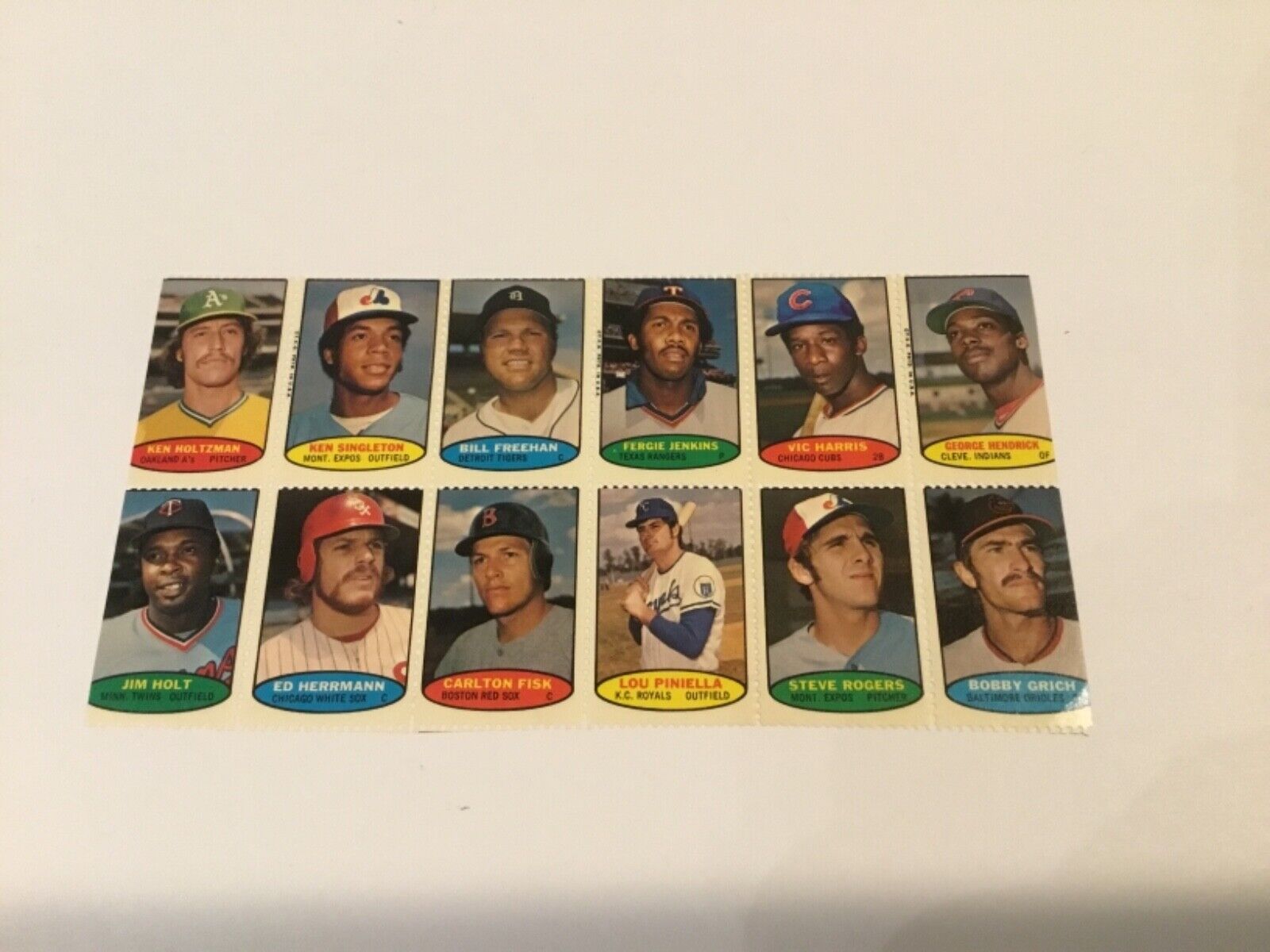 1974 Topps Test Stamp Set Sheet 12 Fisk Jenkins NM