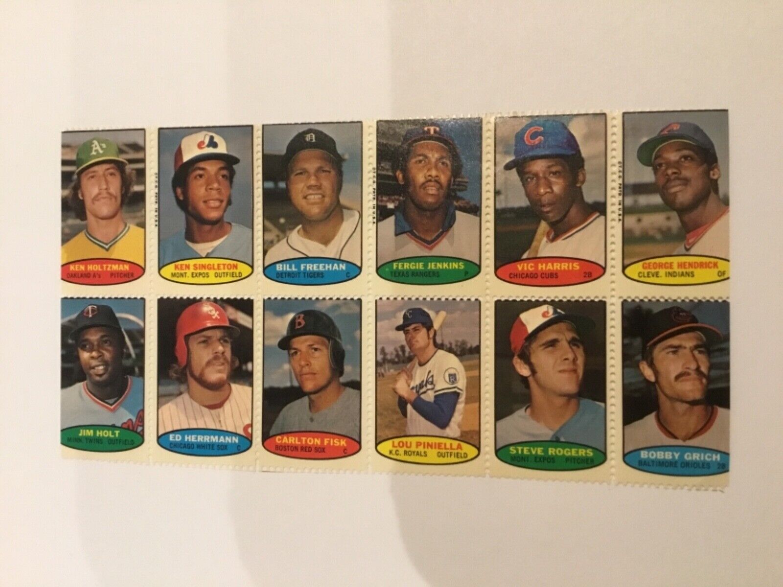 1974 Topps Test Stamp Set Sheet 12 Fisk Jenkins NM