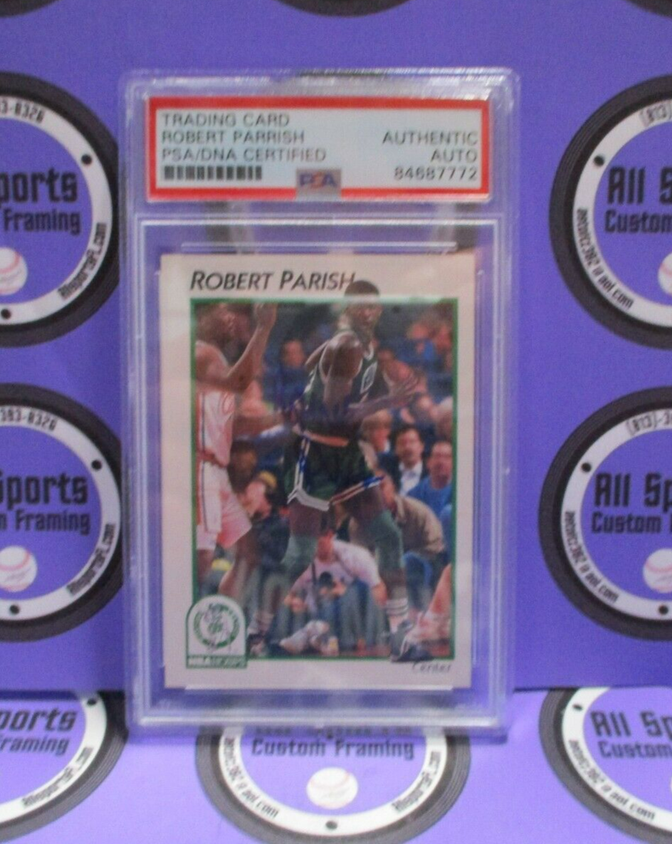 Robert Parrish Celtics Autographed Signed 1992 NBA Hoops Card #4 PSA Slab