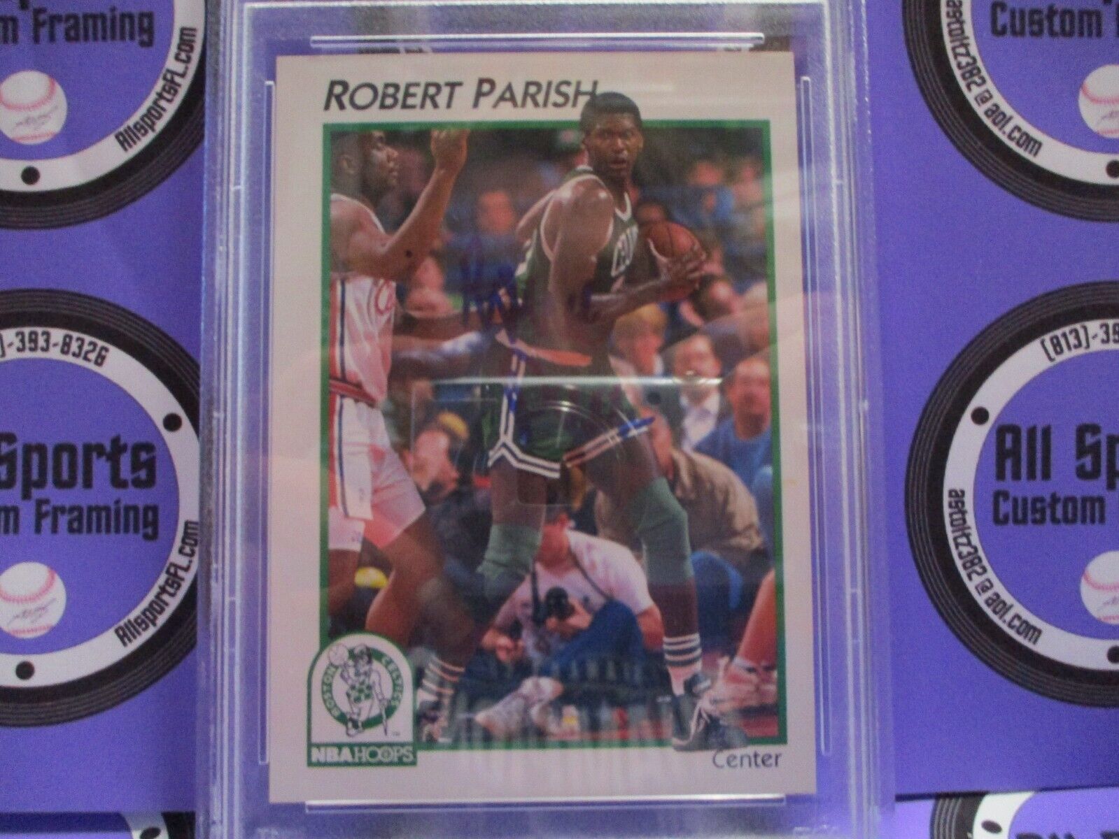 Robert Parrish Celtics Autographed Signed 1992 NBA Hoops Card #4 PSA Slab