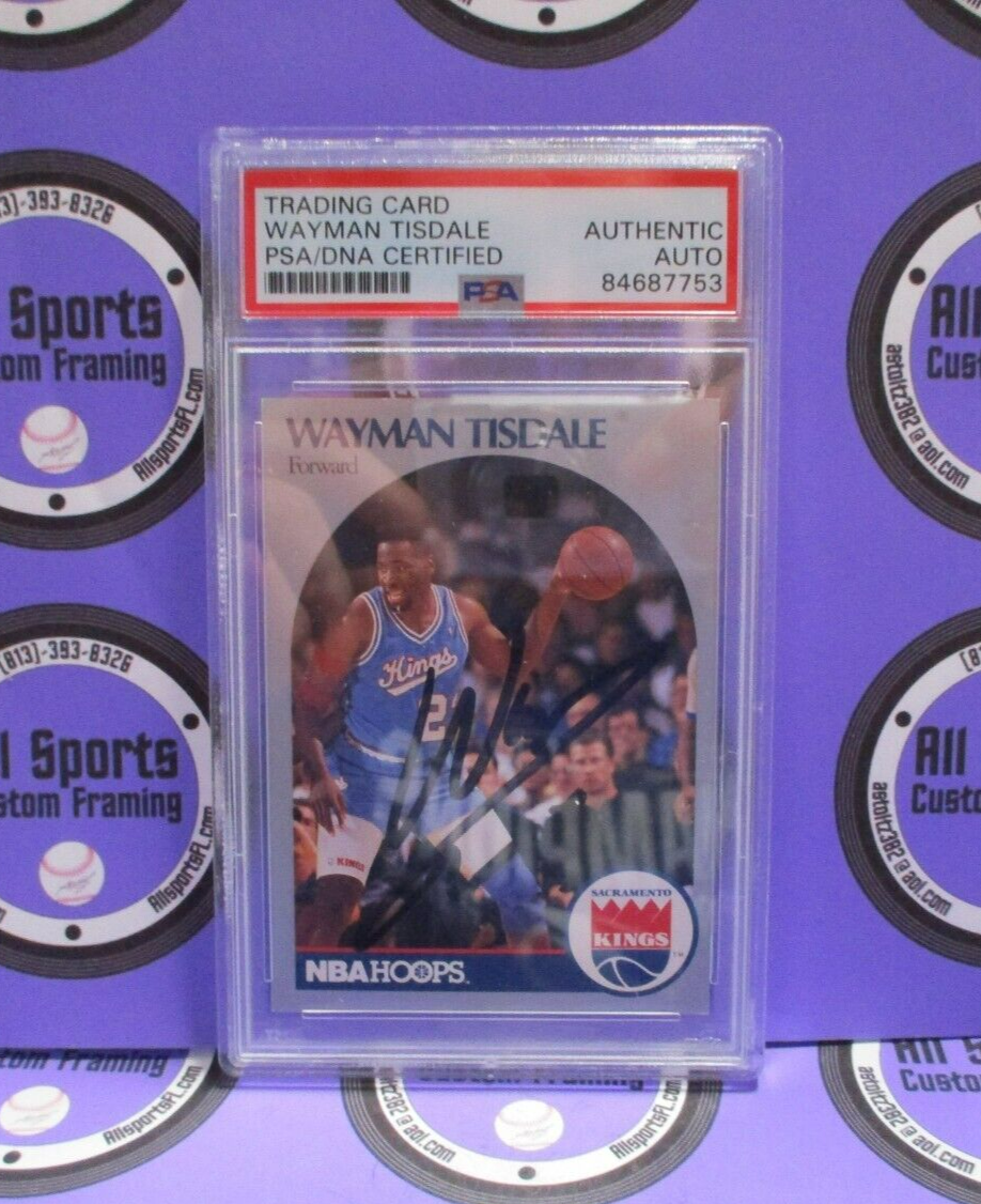 Wayman Tisdale Kings Autographed Signed 1991 NBA Hoops Card #216 PSA Slab