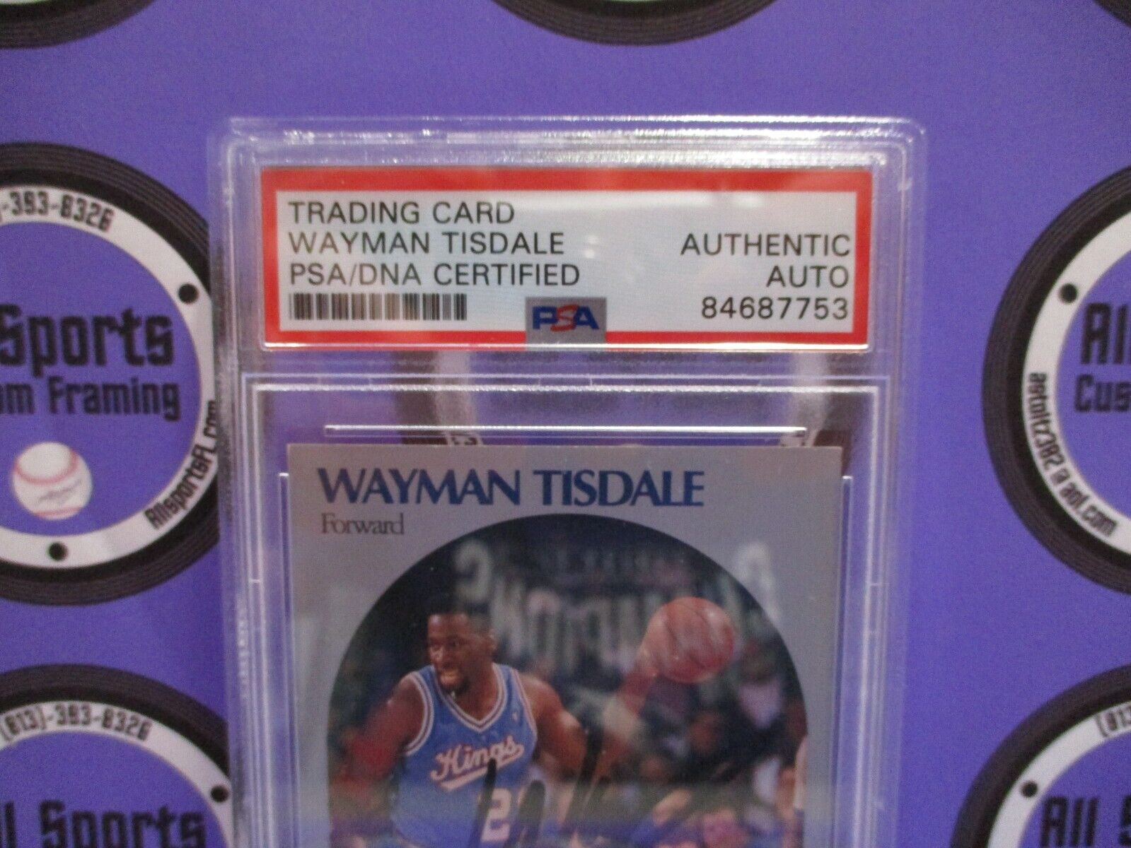 Wayman Tisdale Kings Autographed Signed 1991 NBA Hoops Card #216 PSA Slab