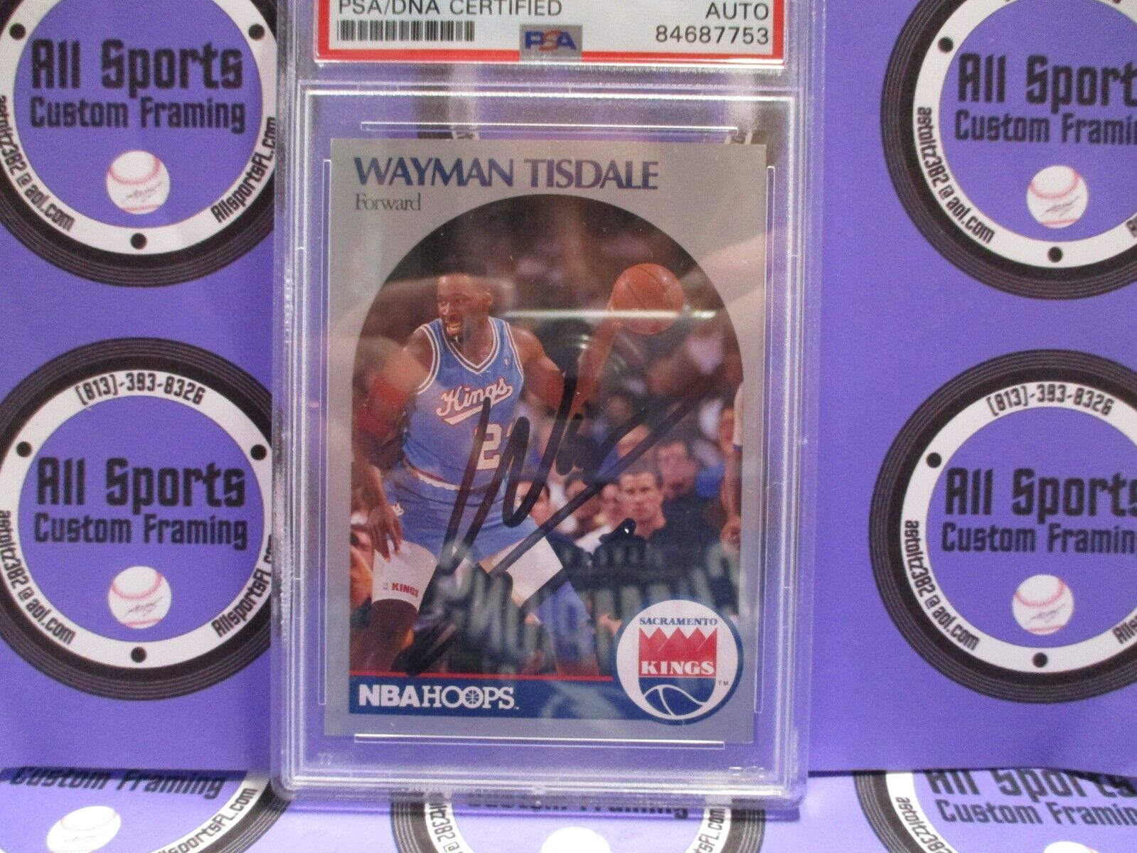 Wayman Tisdale Kings Autographed Signed 1991 NBA Hoops Card #216 PSA Slab