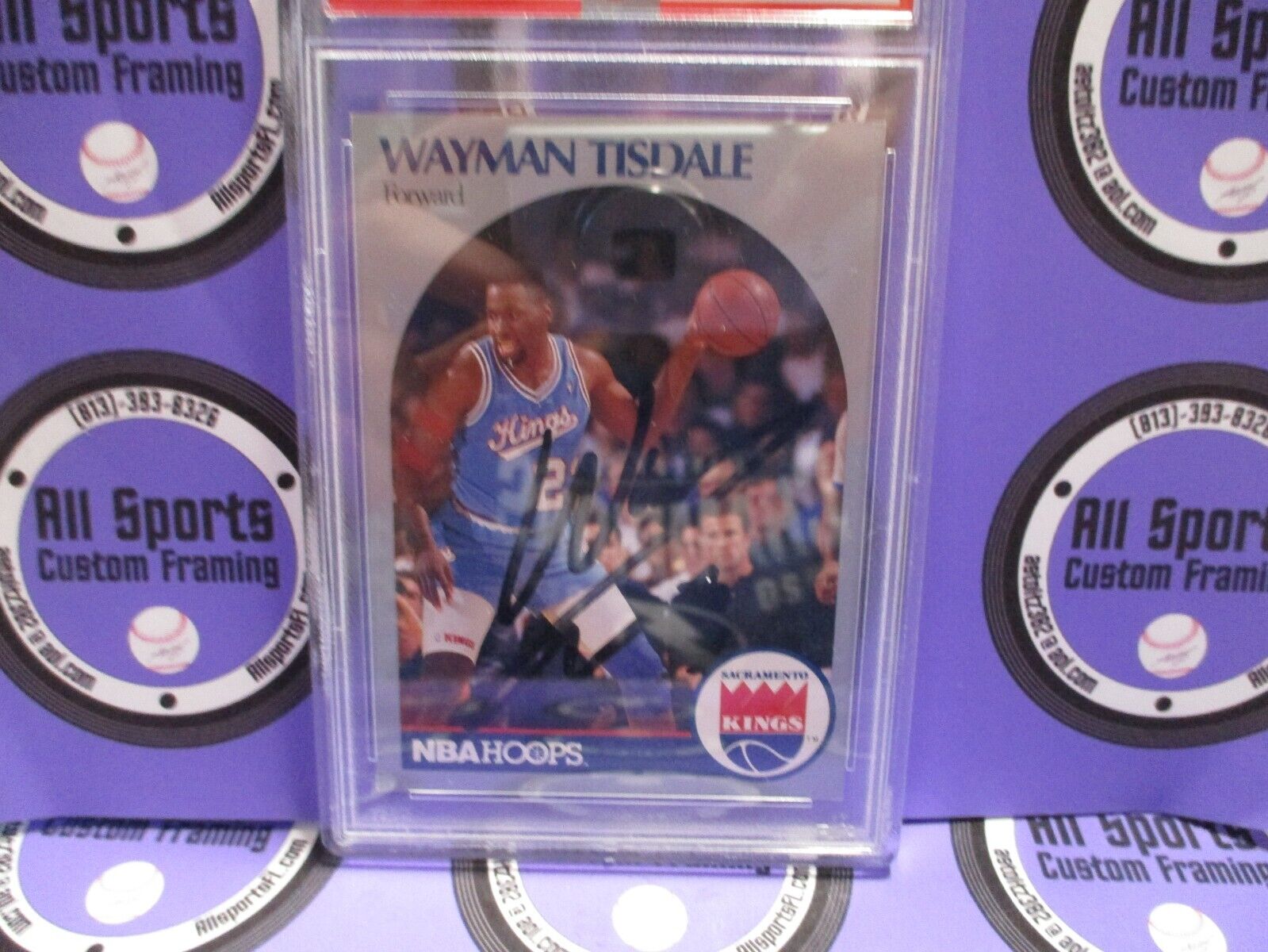 Wayman Tisdale Kings Autographed Signed 1991 NBA Hoops Card #216 PSA Slab