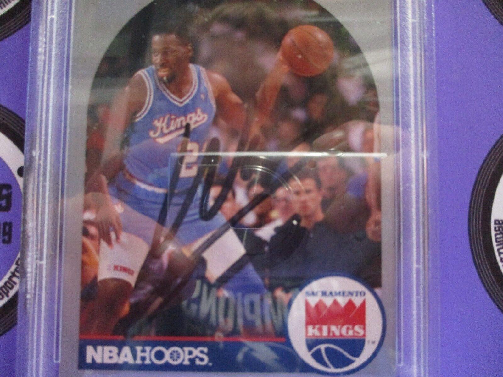 Wayman Tisdale Kings Autographed Signed 1991 NBA Hoops Card #216 PSA Slab