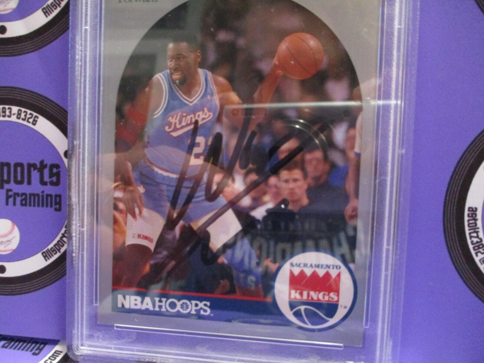 Wayman Tisdale Kings Autographed Signed 1991 NBA Hoops Card #216 PSA Slab