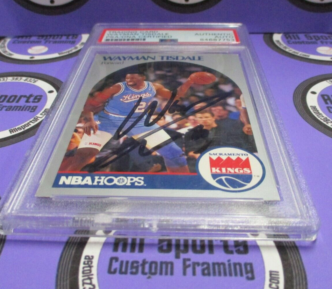 Wayman Tisdale Kings Autographed Signed 1991 NBA Hoops Card #216 PSA Slab