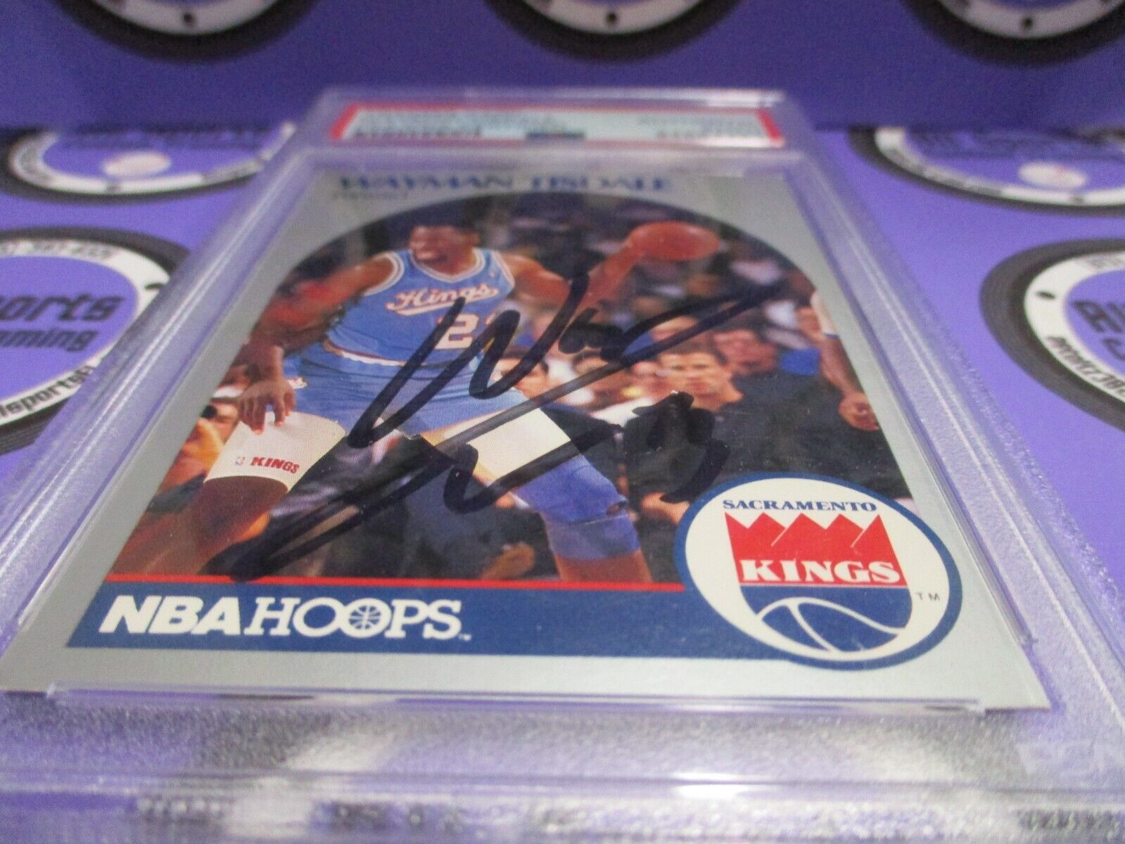 Wayman Tisdale Kings Autographed Signed 1991 NBA Hoops Card #216 PSA Slab