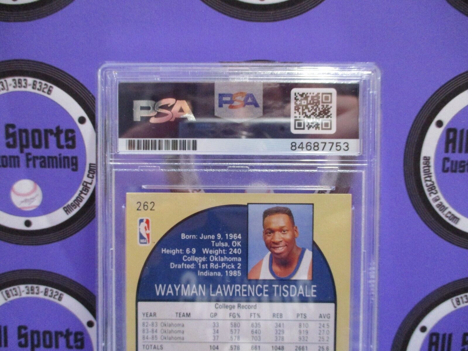 Wayman Tisdale Kings Autographed Signed 1991 NBA Hoops Card #216 PSA Slab