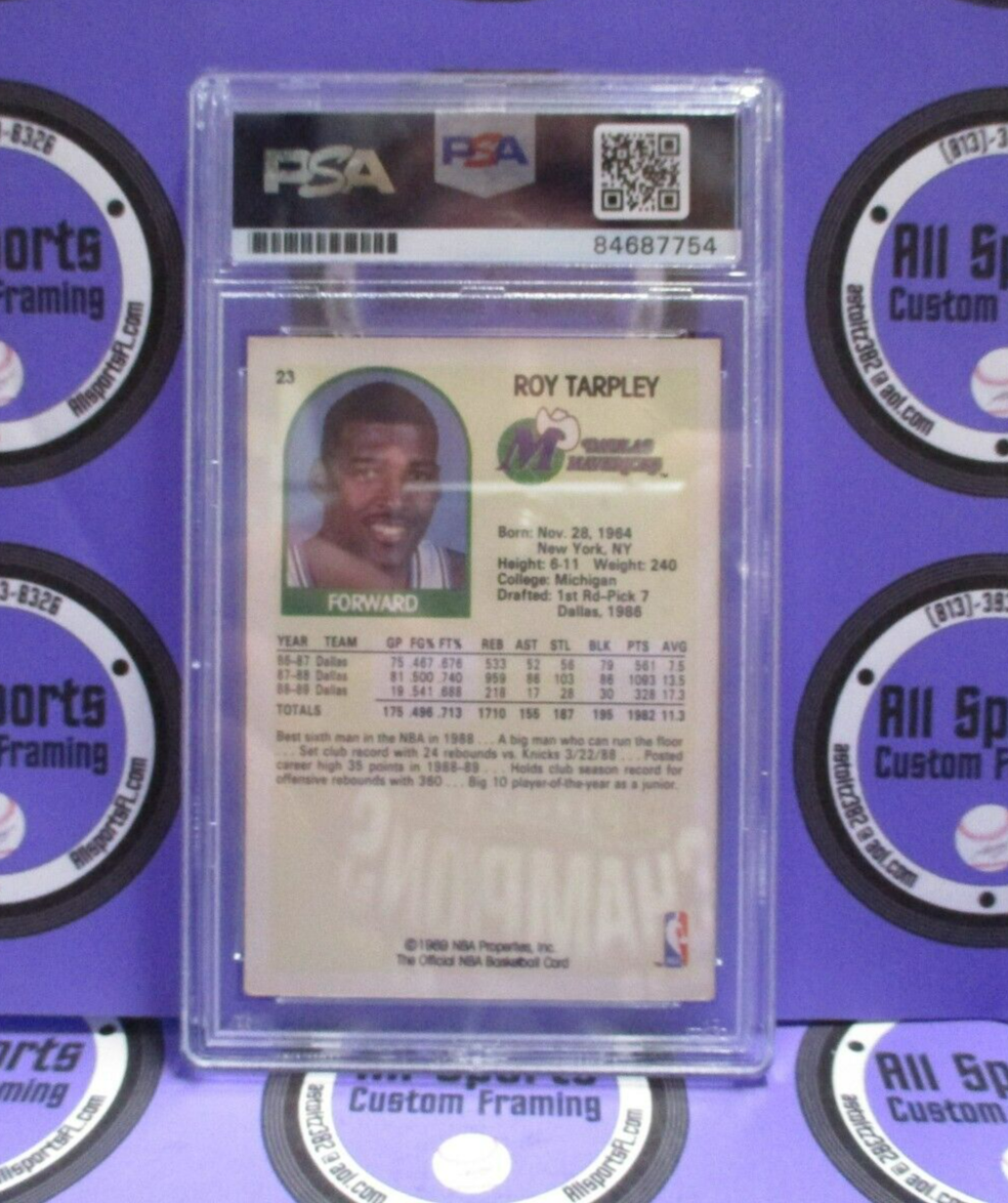 Roy Tarpley Mavericks Autographed Signed 1990 NBA Hoops Card #23 PSA Slab