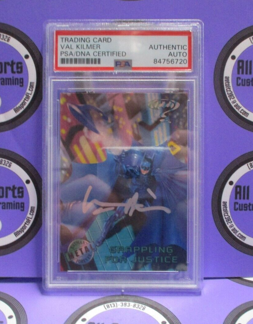 Val Kilmer Autographed Signed Fleer Metal DC Batman Card #40 PSA Slab #84756720