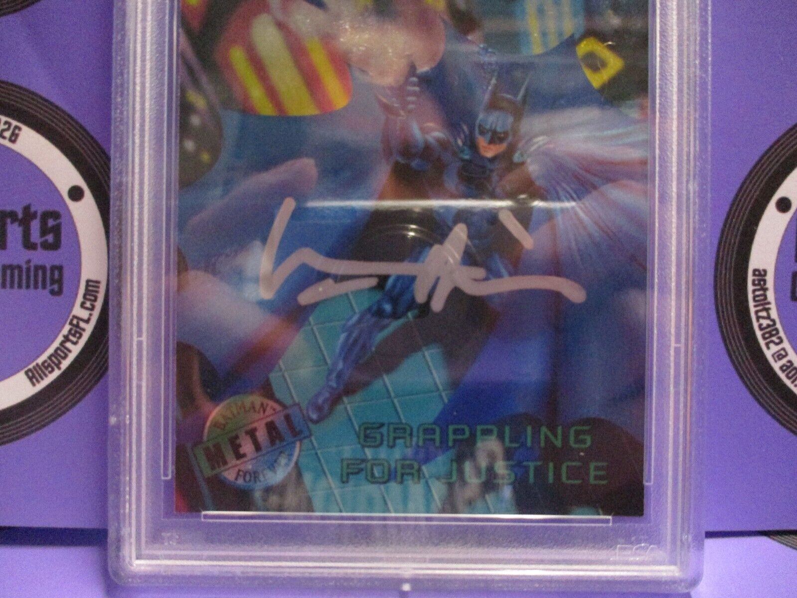 Val Kilmer Autographed Signed Fleer Metal DC Batman Card #40 PSA Slab #84756720