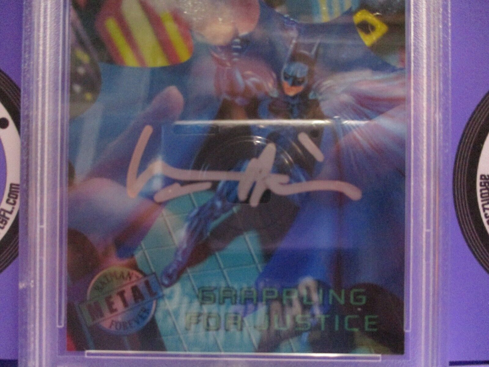 Val Kilmer Autographed Signed Fleer Metal DC Batman Card #40 PSA Slab #84756720