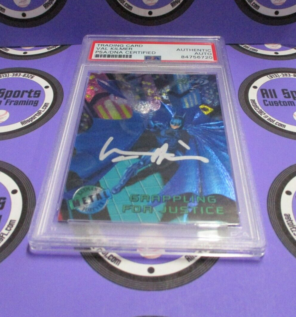 Val Kilmer Autographed Signed Fleer Metal DC Batman Card #40 PSA Slab #84756720