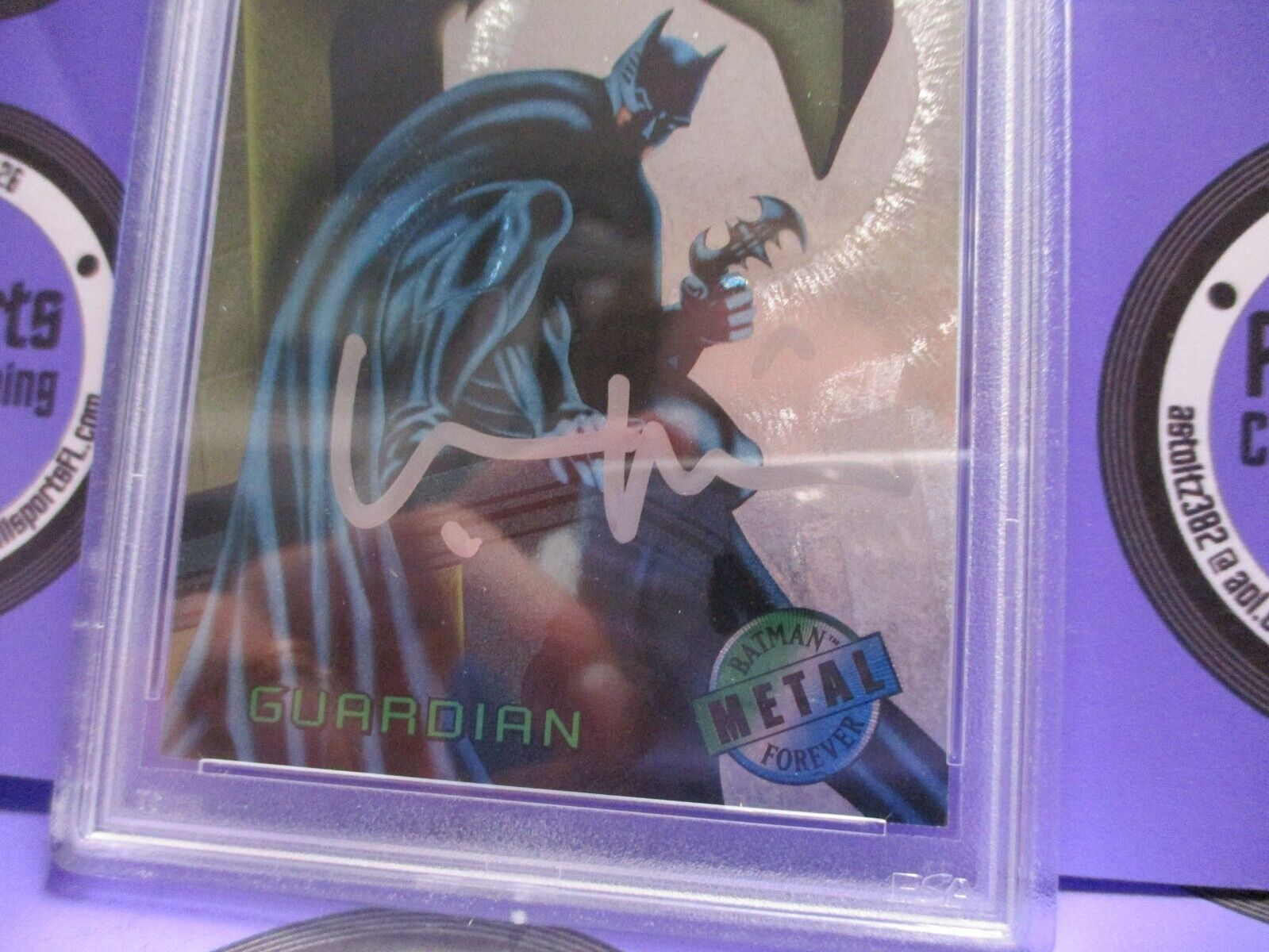 Val Kilmer Autographed Signed Fleer Metal DC Batman Card #34 PSA Slab #84756708