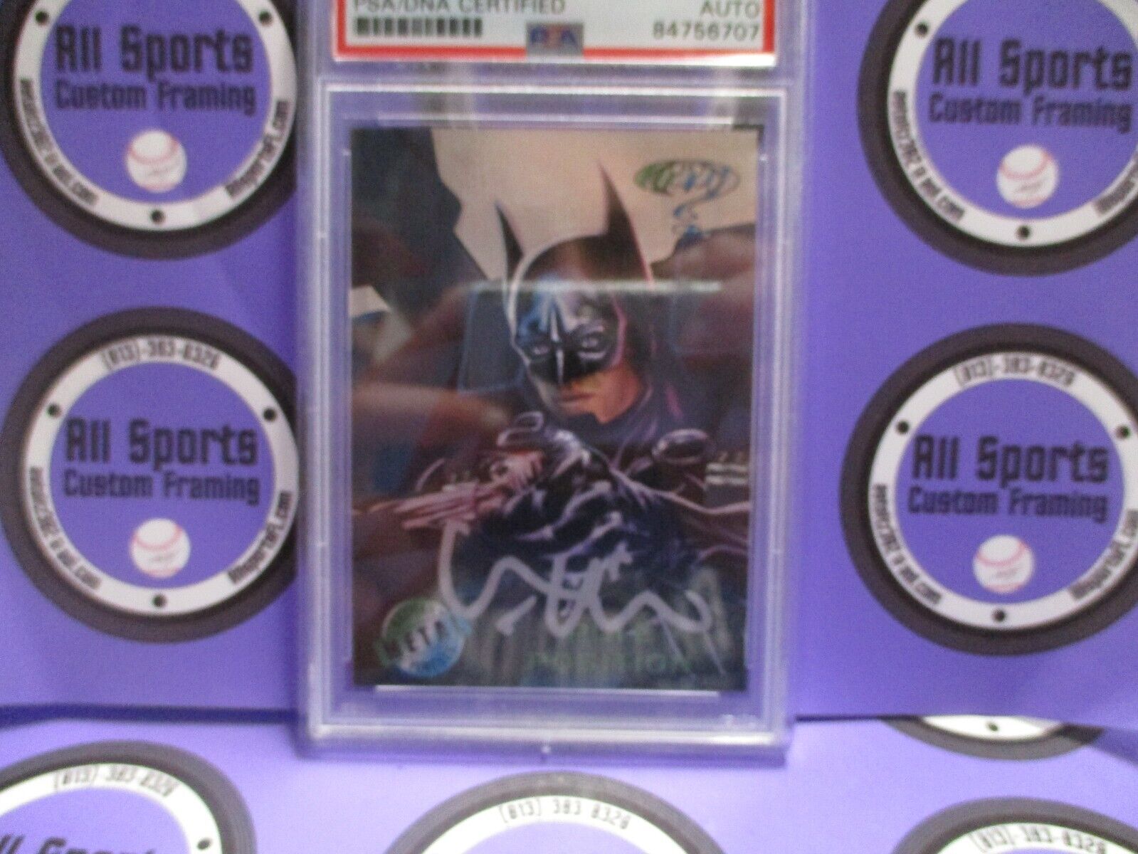 Val Kilmer Autographed Signed Fleer Metal DC Batman Card #33 PSA Slab #84756707