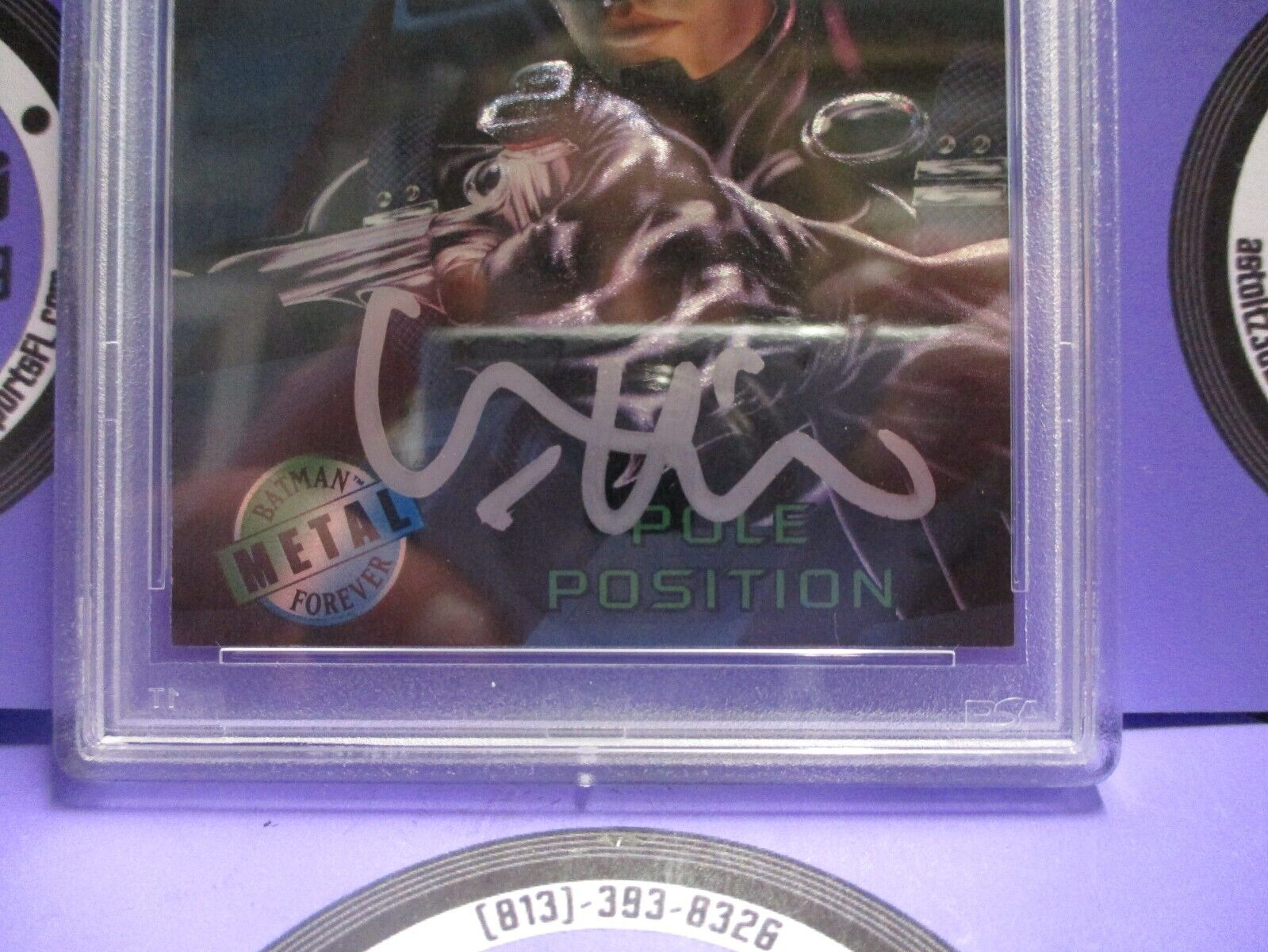 Val Kilmer Autographed Signed Fleer Metal DC Batman Card #33 PSA Slab #84756707