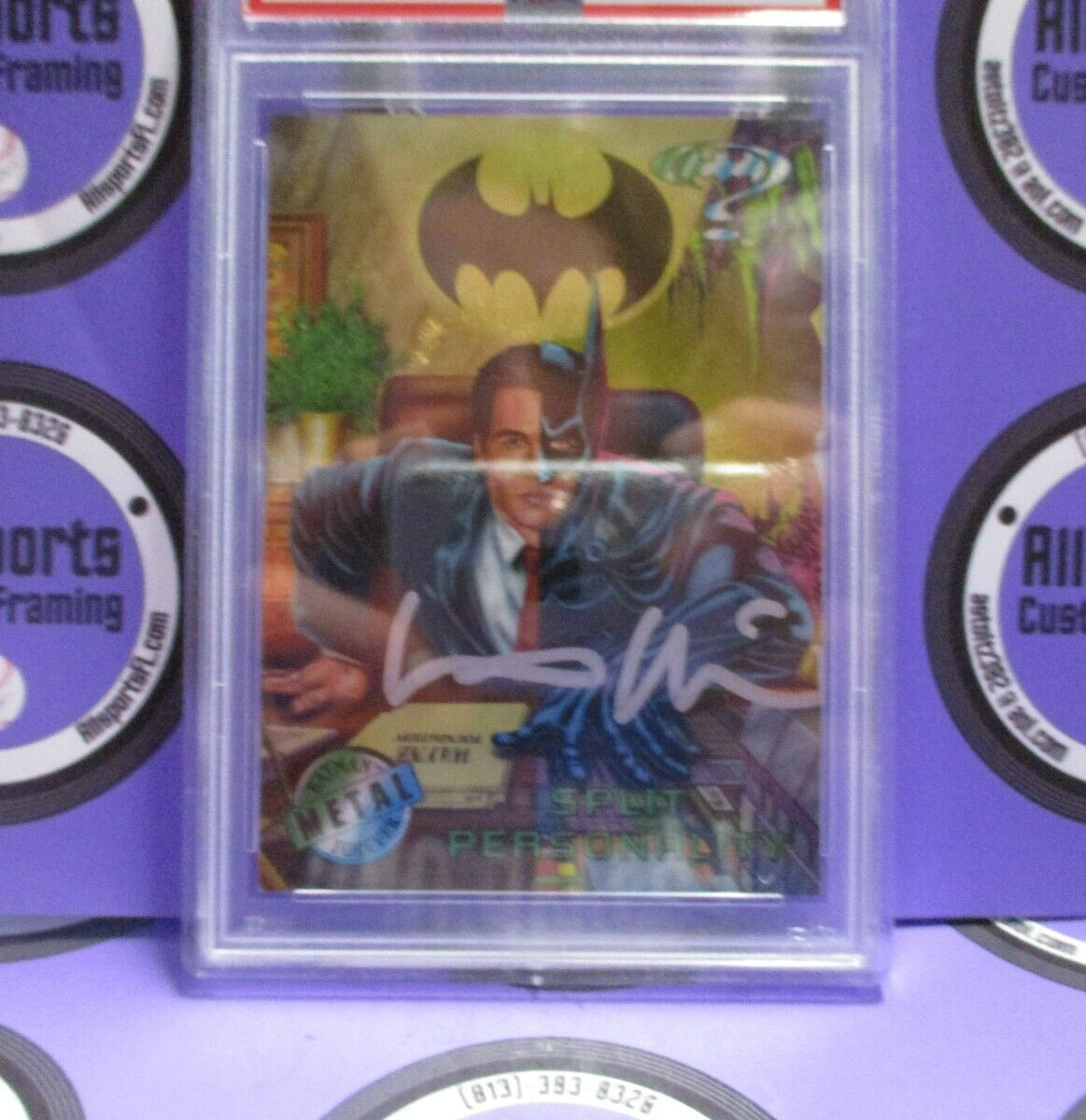 Val Kilmer Autographed Signed Fleer Metal DC Batman Card #51 PSA Slab #84756719