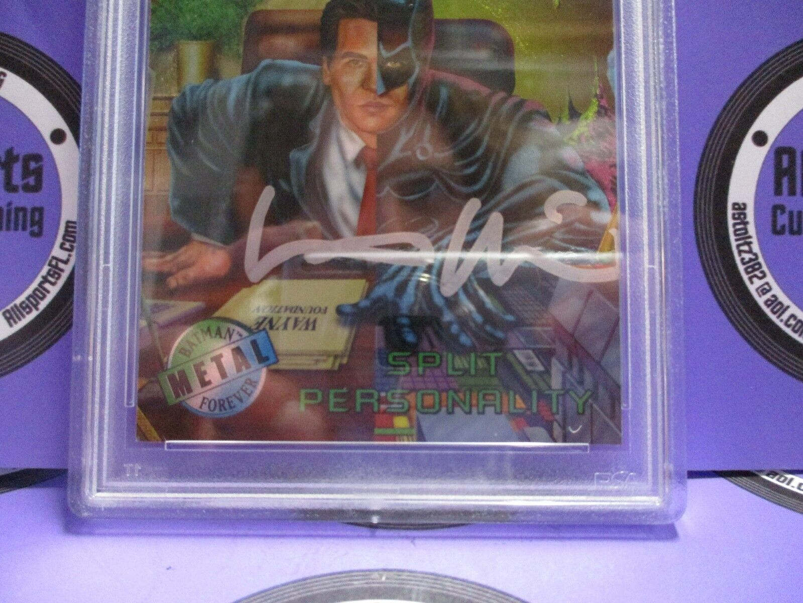 Val Kilmer Autographed Signed Fleer Metal DC Batman Card #51 PSA Slab #84756719