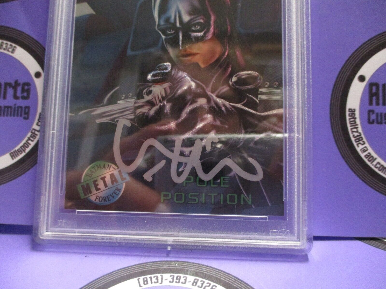 Val Kilmer Autographed Signed Fleer Metal DC Batman Card #33 PSA Slab #84756707