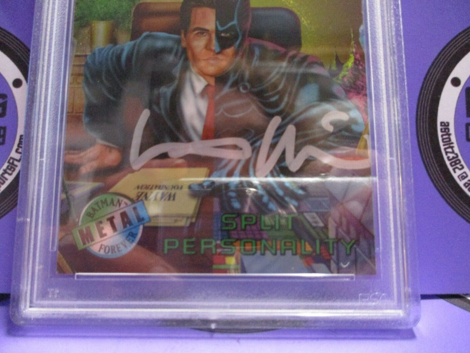 Val Kilmer Autographed Signed Fleer Metal DC Batman Card #51 PSA Slab #84756719