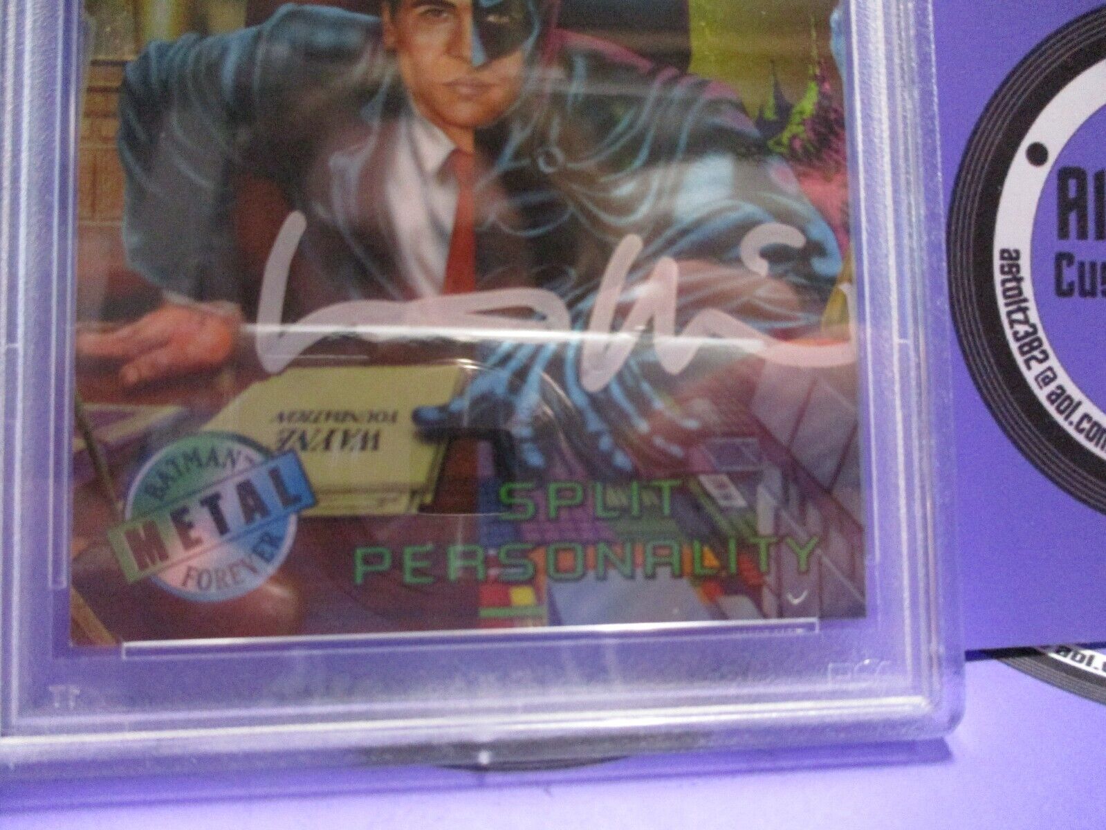 Val Kilmer Autographed Signed Fleer Metal DC Batman Card #51 PSA Slab #84756719