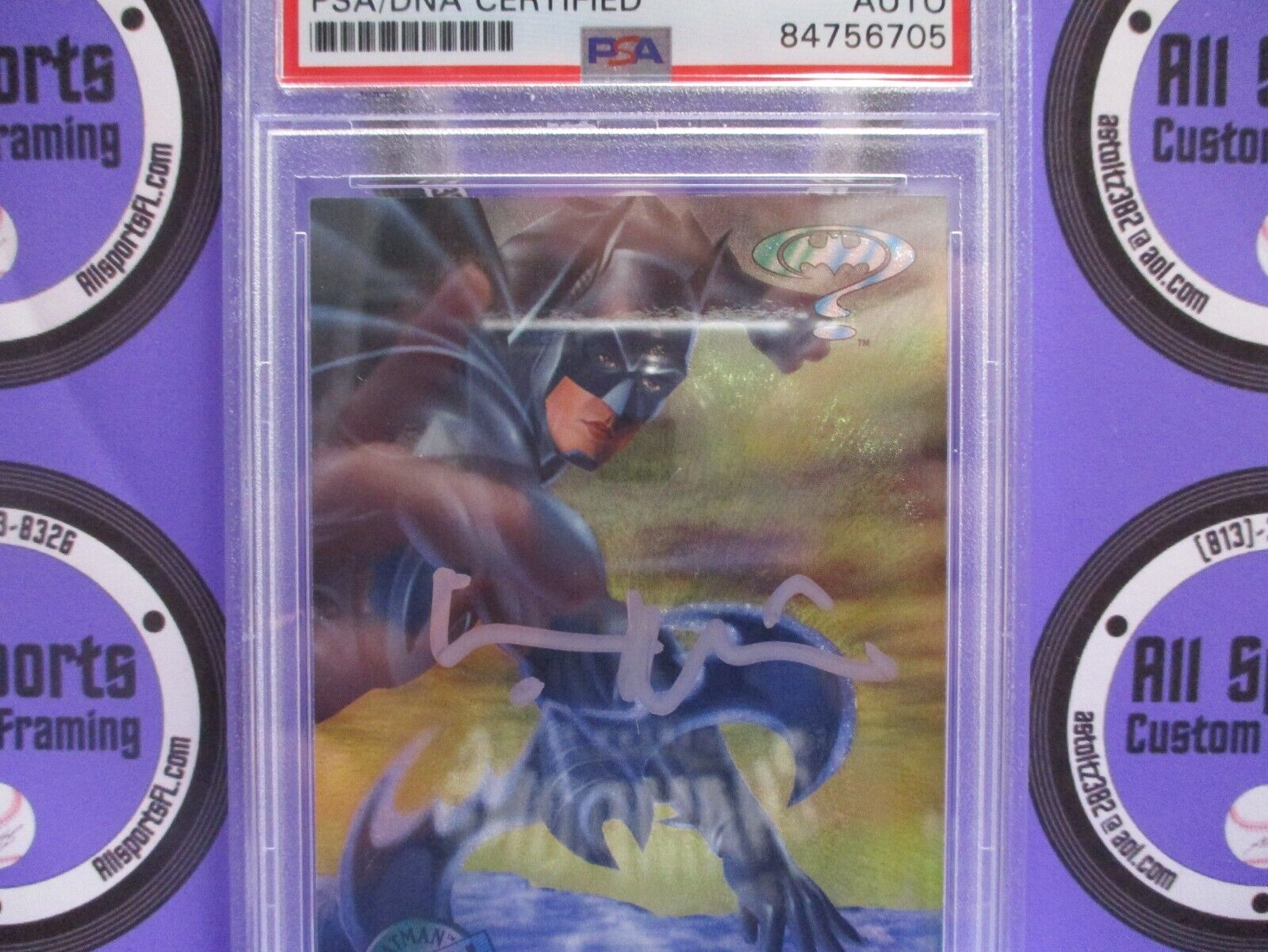 Val Kilmer Autographed Signed Fleer Metal DC Batman Card #36 PSA Slab #84756705