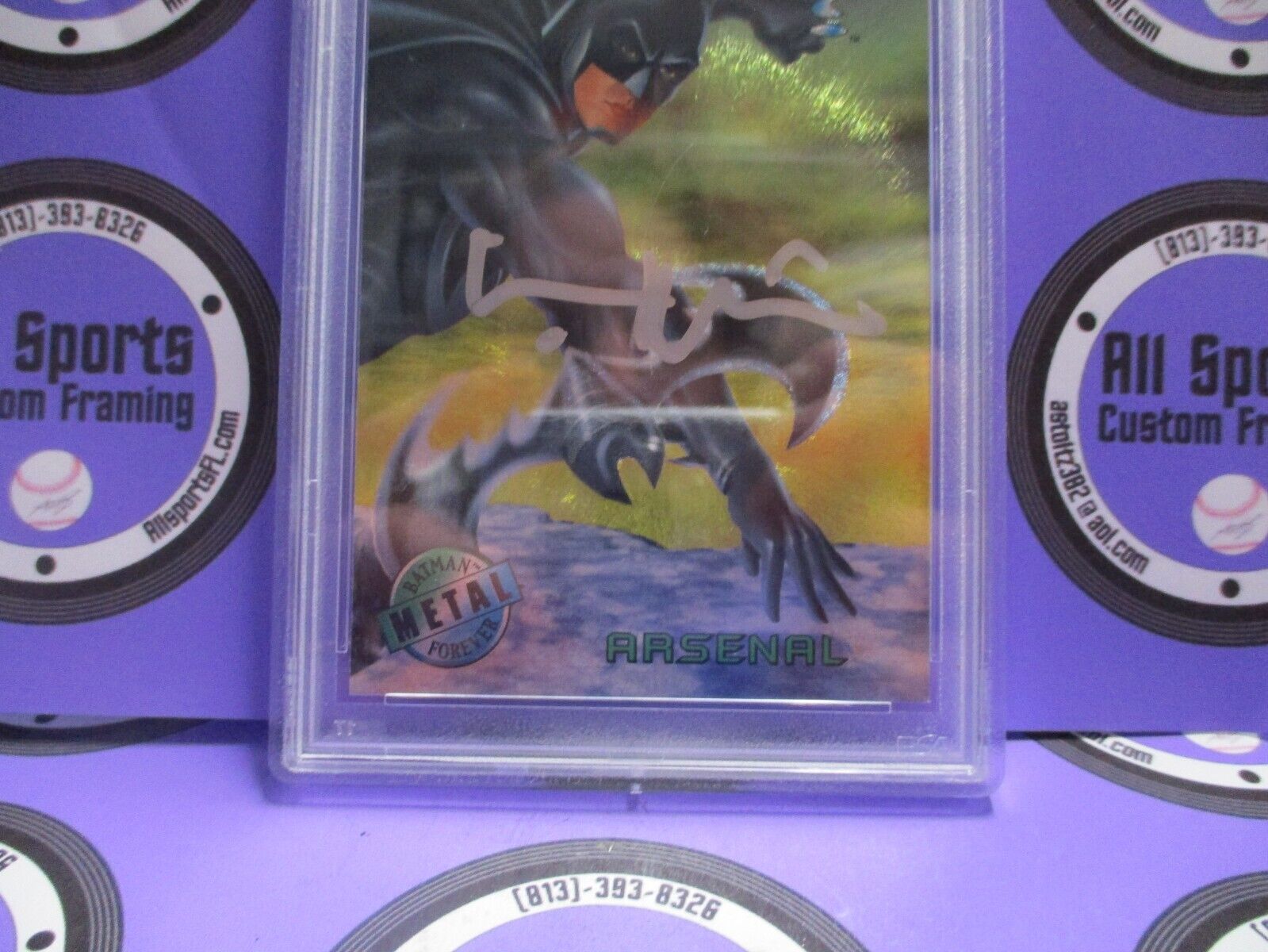 Val Kilmer Autographed Signed Fleer Metal DC Batman Card #36 PSA Slab #84756705