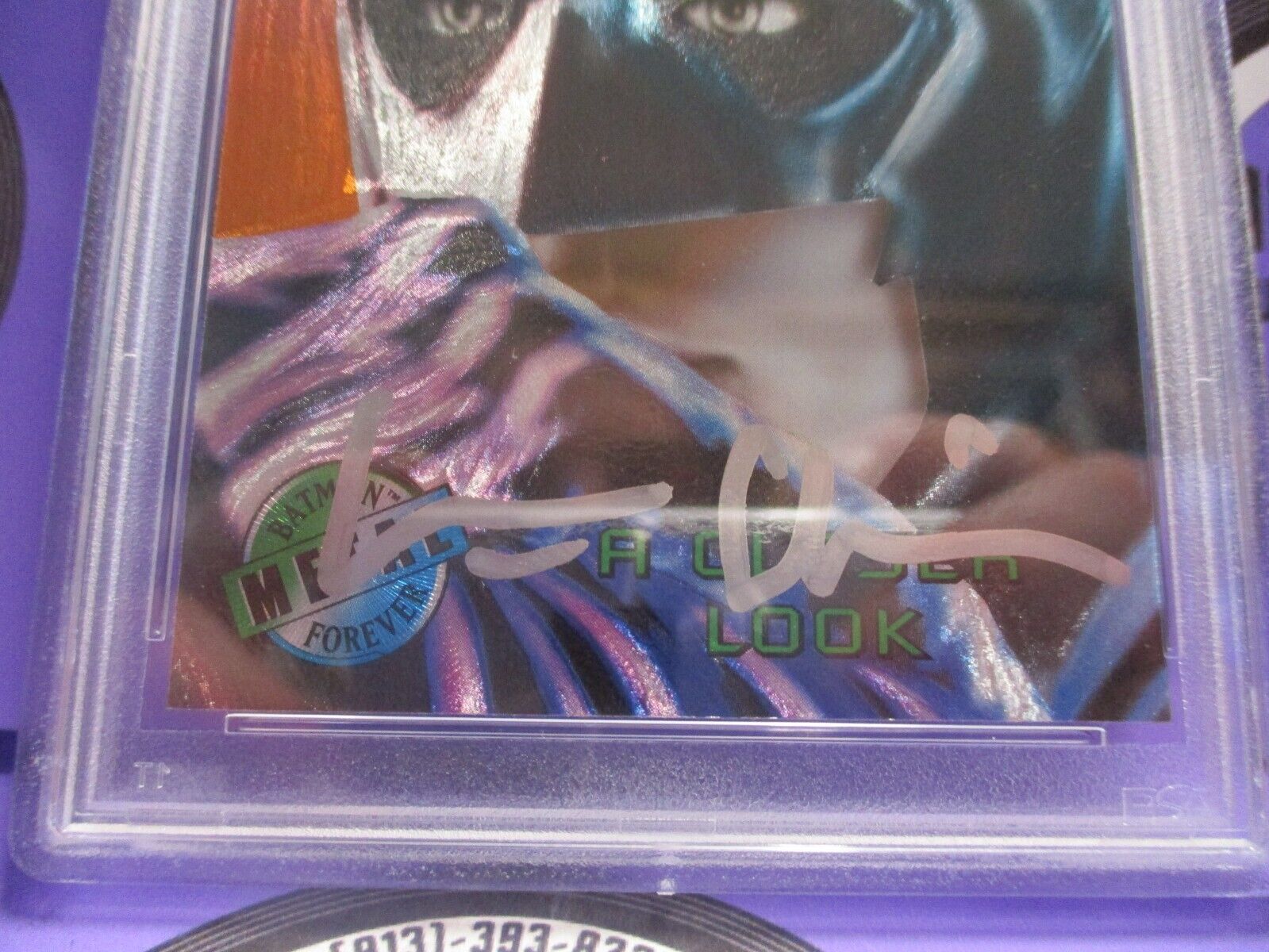 Val Kilmer Autographed Signed Fleer Metal DC Batman Card PSA Slab #84756706