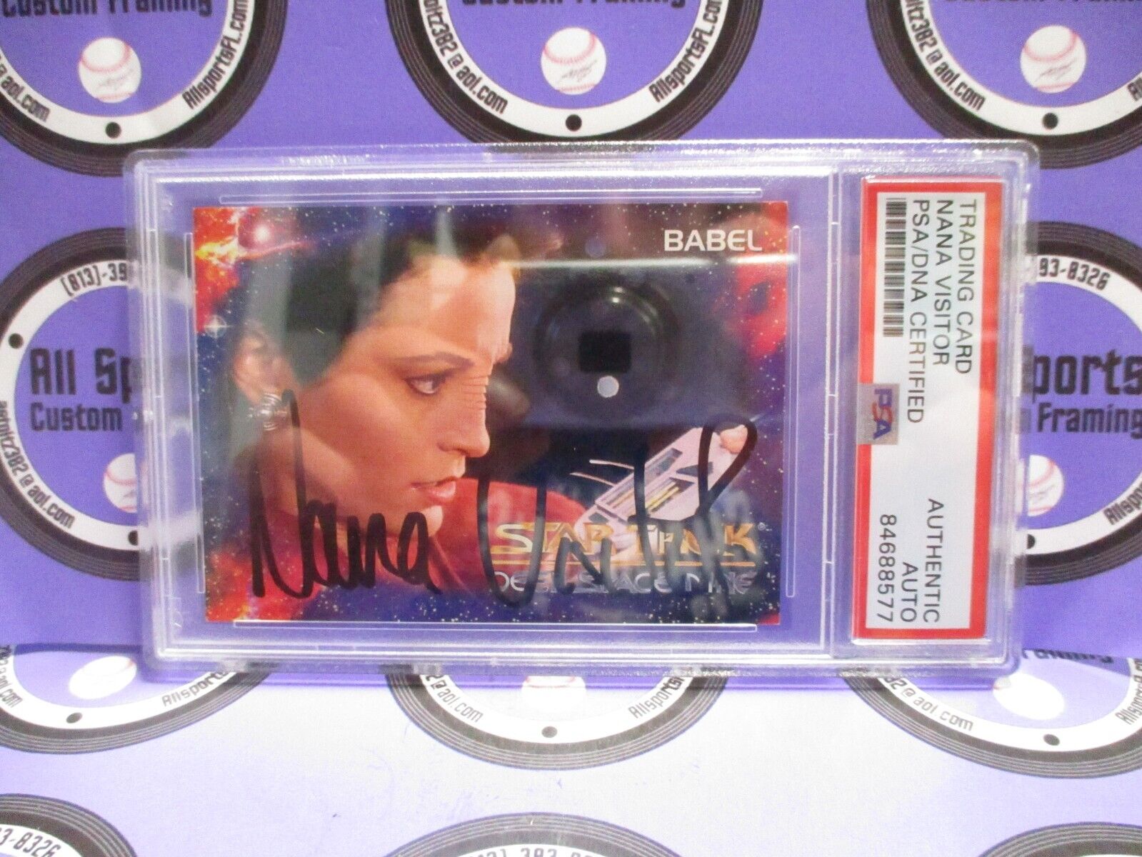 Nana Visitor Autographed Signed 1993 Skybox Deep Space Nine Card PSA Slab