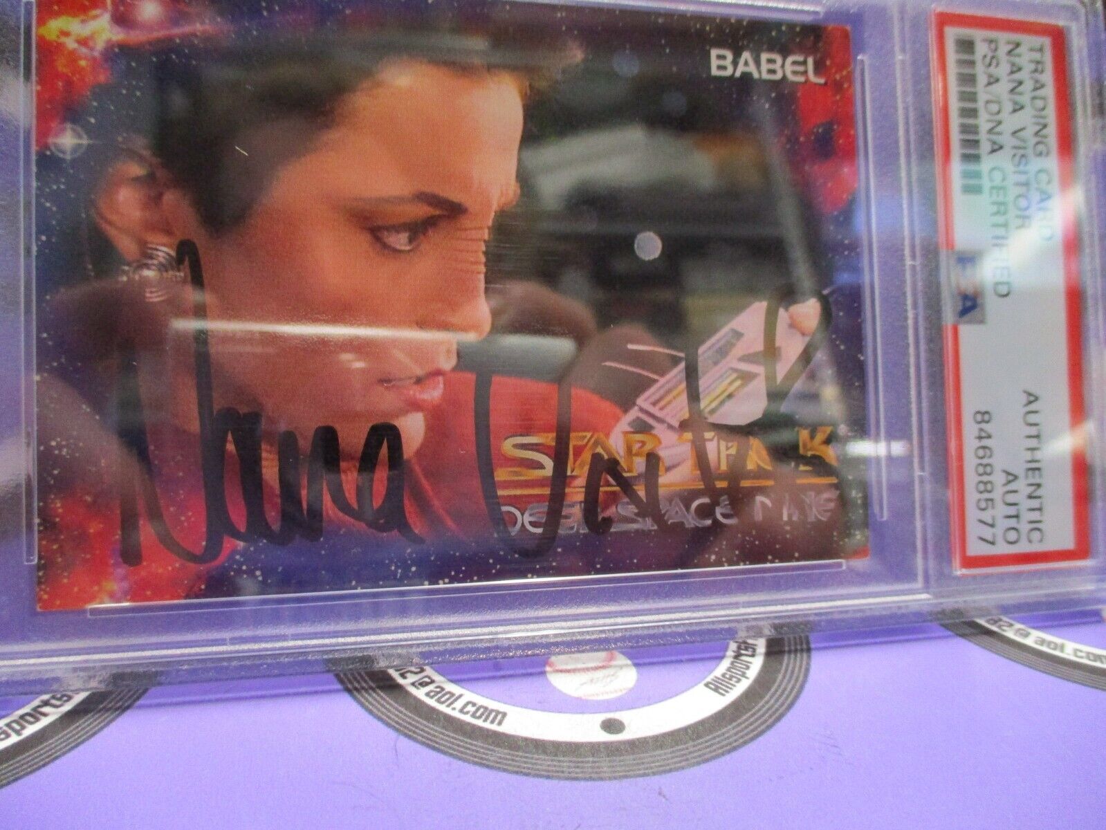 Nana Visitor Autographed Signed 1993 Skybox Deep Space Nine Card PSA Slab