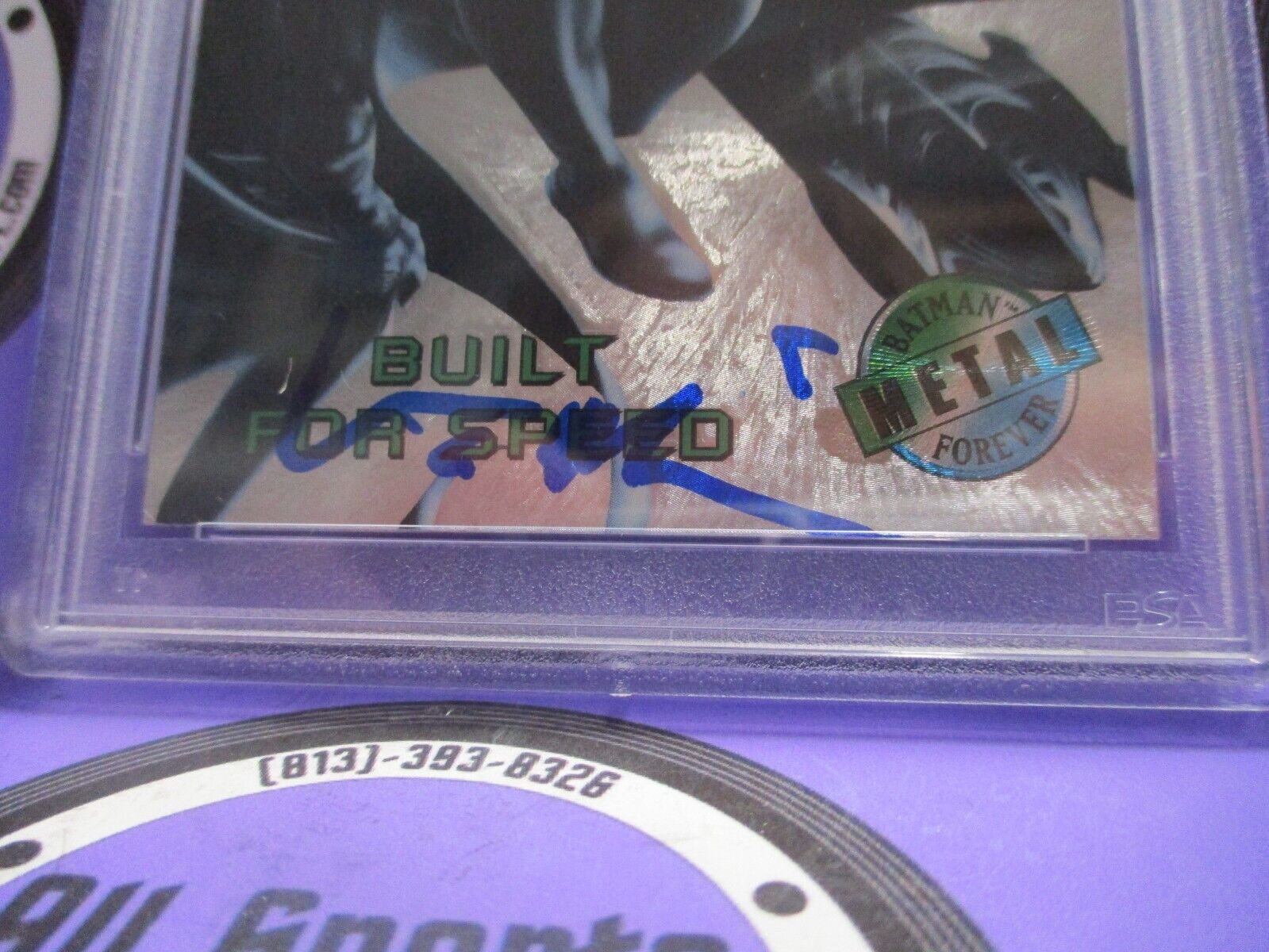 Val Kilmer Autographed Signed Fleer Metal DC Batman Card PSA Slab #84756704