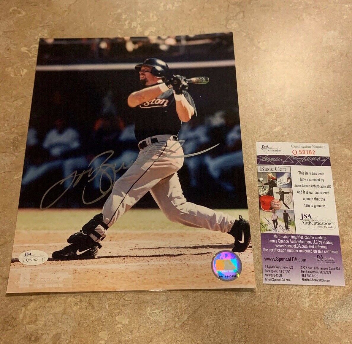 Jeff Bagwell Houston Astros Autographed 8x10 Photo JSA COA #Q5916 MLB Hologram