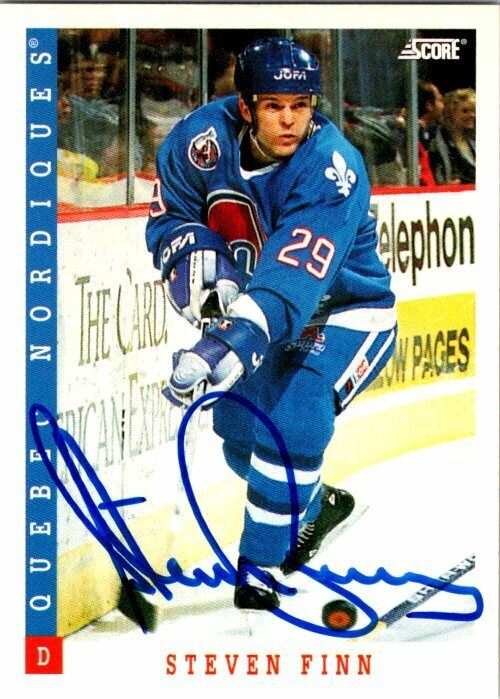 Steven Finn Quebec Nordiques Hand Signed 1993-94 Score Hockey Card #322 NM