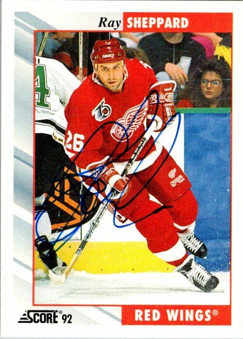 Ray Sheppard Detroit Red Wings Hand Signed 1992-93 Score Hockey Card #163 NM